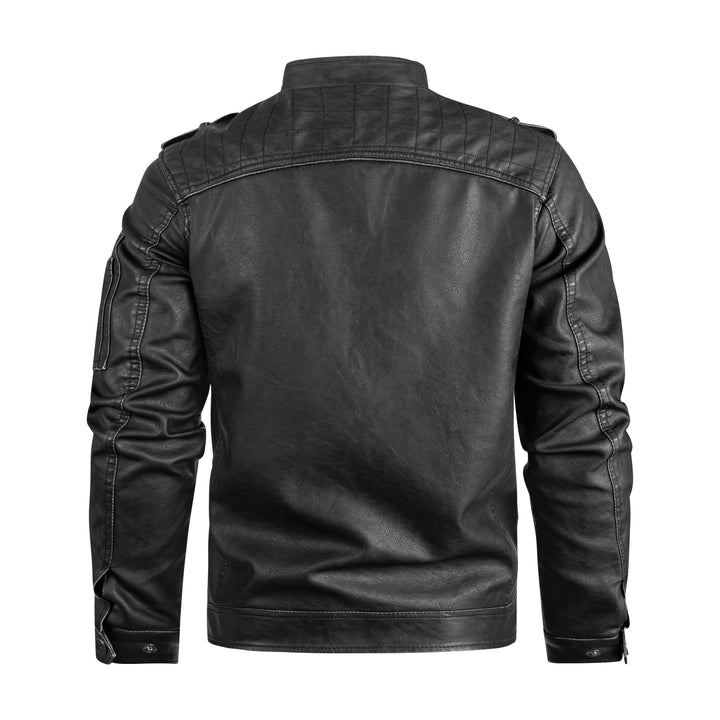 Schwarze Herren Bikerjacke im Vintage-Look Frontansicht