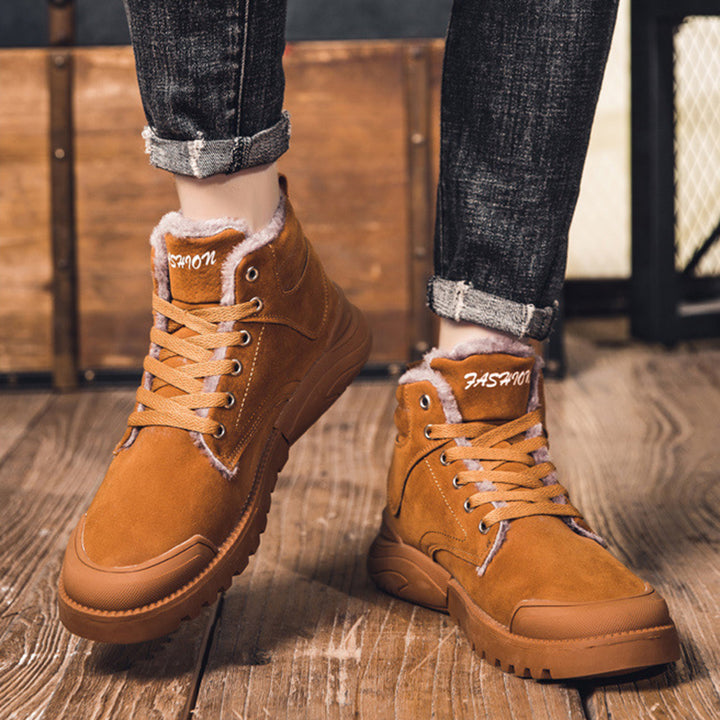 Herren Winterstiefeletten Schwarz mit Schnürung vorne