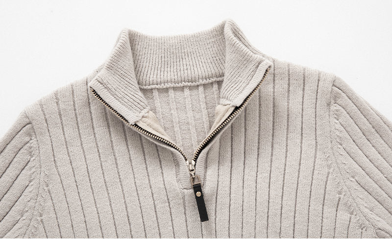 Herren Rollkragenpullover mit halbhohem Reissverschluss Slim Fit