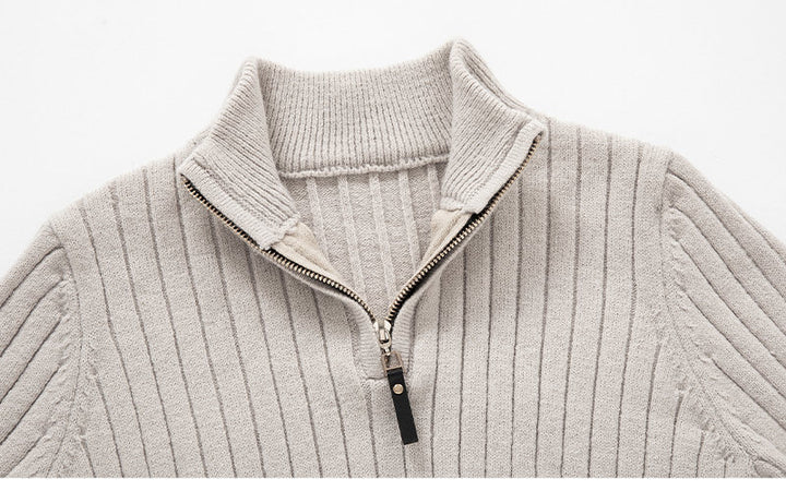 Herren Rollkragenpullover mit halbhohem Reissverschluss Slim Fit
