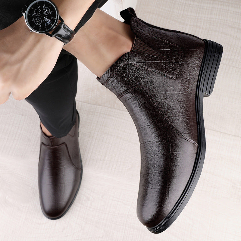 Herren Lederstiefel für den Winter in Schwarz und Braun