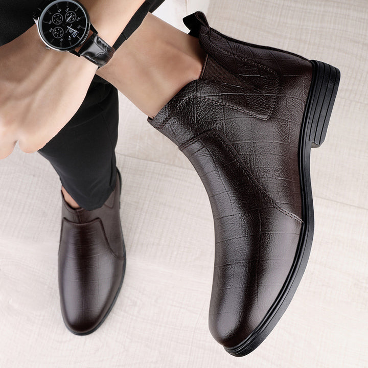 Herren Lederstiefel für den Winter in Schwarz und Braun