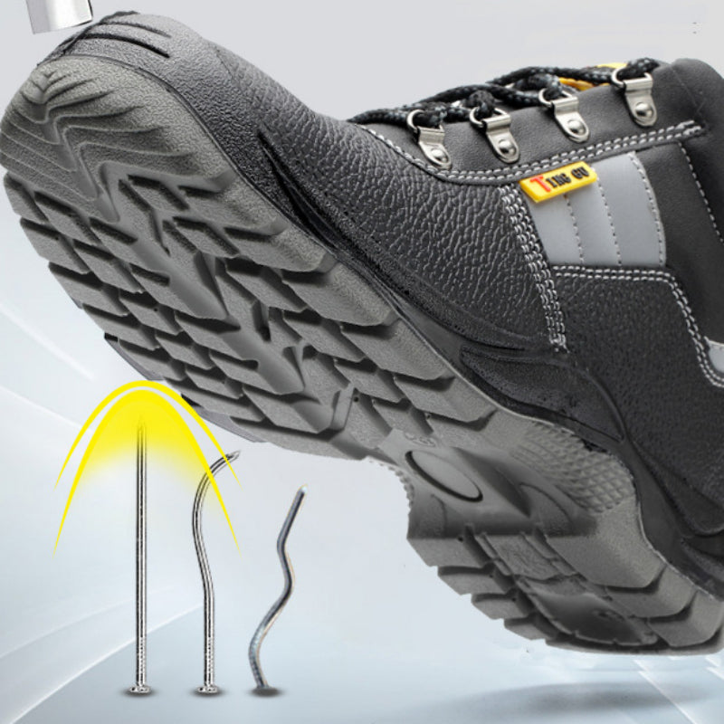 Schwarzer Sicherheitsstiefel für Herren mit Stahlkappe
