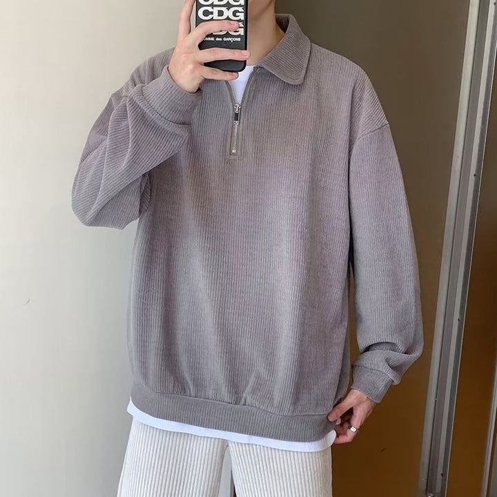 Herren Sweatshirt Cardigan mit Fleece-Futter in Schwarz