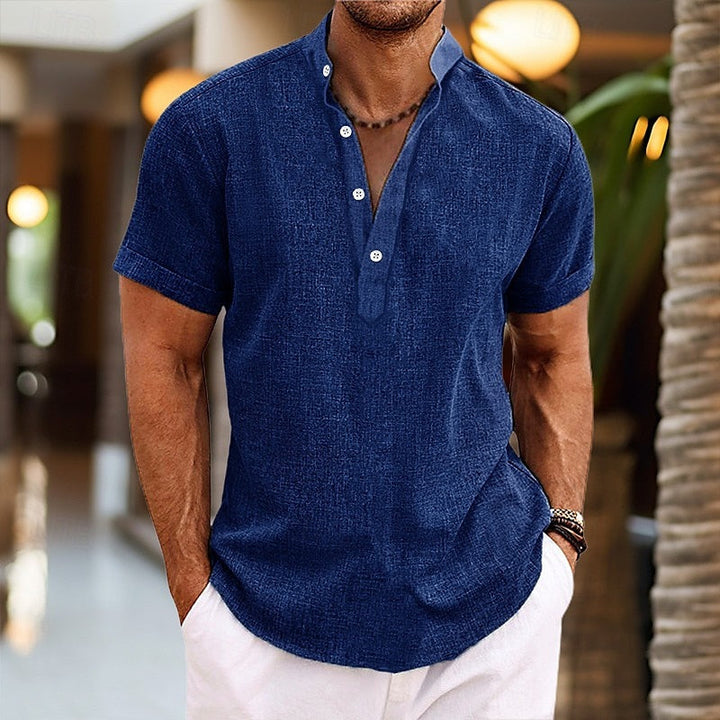 Jonas | Henley T-Shirt mit kurzer Knopfleiste