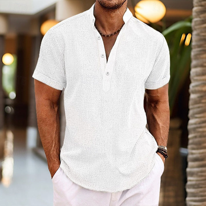 Jonas | Henley T-Shirt mit kurzer Knopfleiste