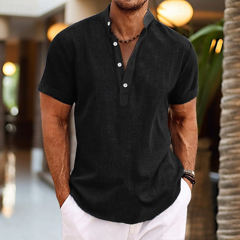 Jonas | Henley T-Shirt mit kurzer Knopfleiste