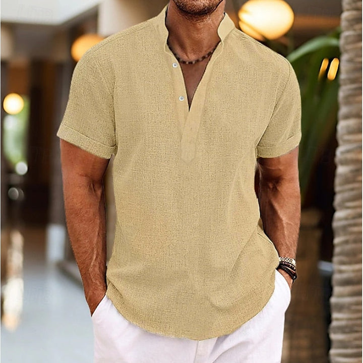 Jonas | Henley T-Shirt mit kurzer Knopfleiste