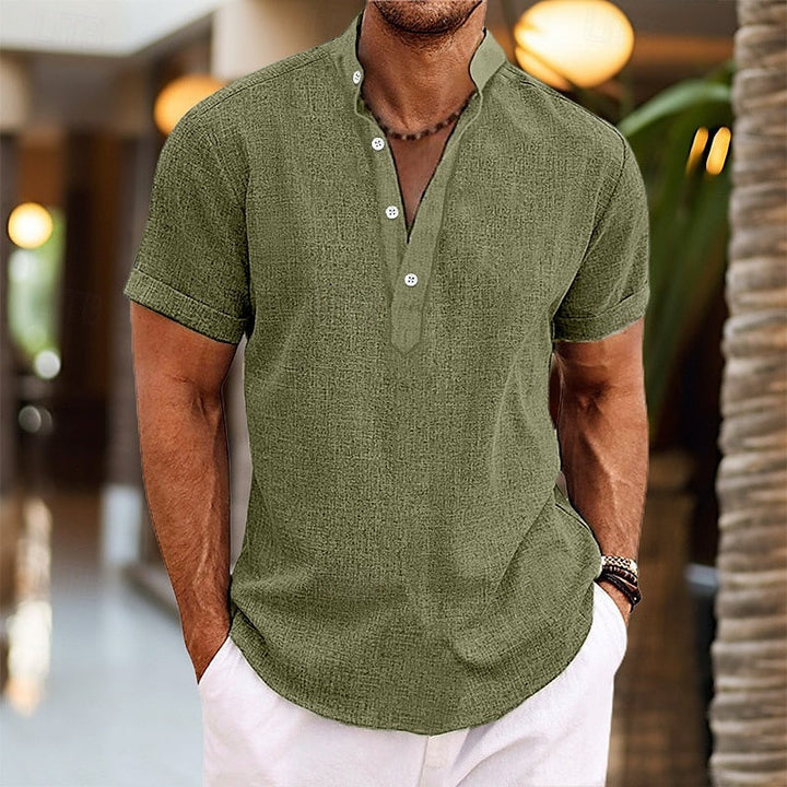 Jonas | Henley T-Shirt mit kurzer Knopfleiste
