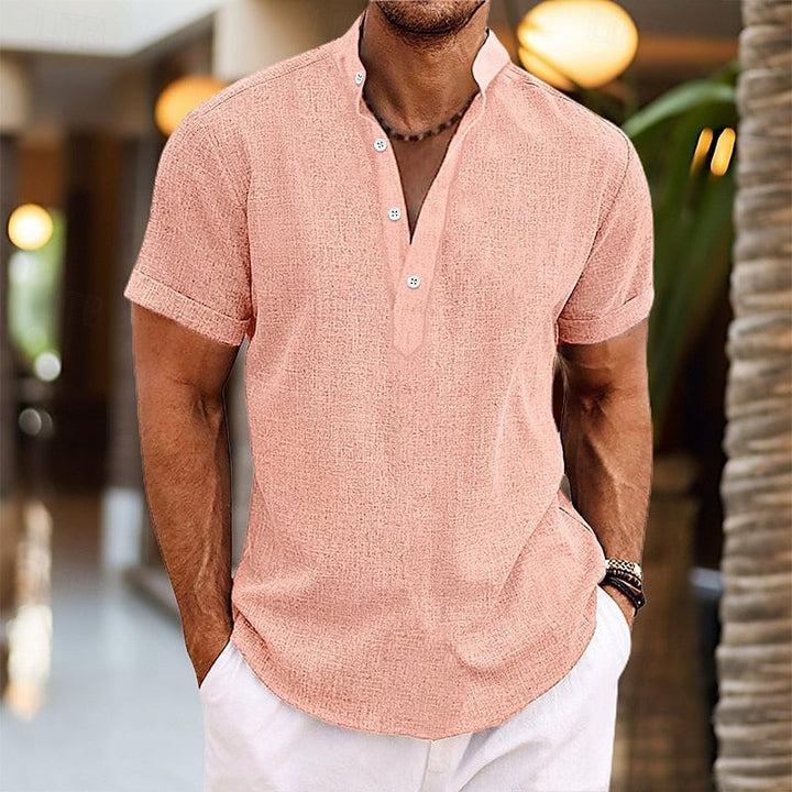 Jonas | Henley T-Shirt mit kurzer Knopfleiste
