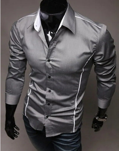 Herren Langarmhemd Slim Fit in Schwarz