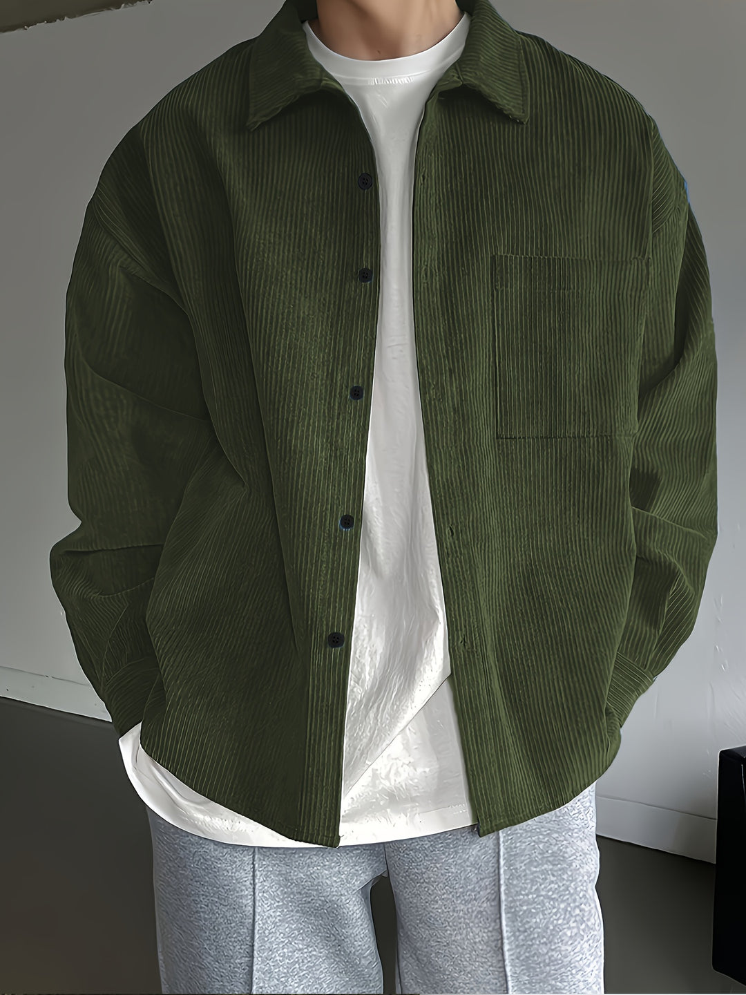 SwissFellas Herren Overshirt Hemdjacke mit Knopfleiste, reguläre Passform