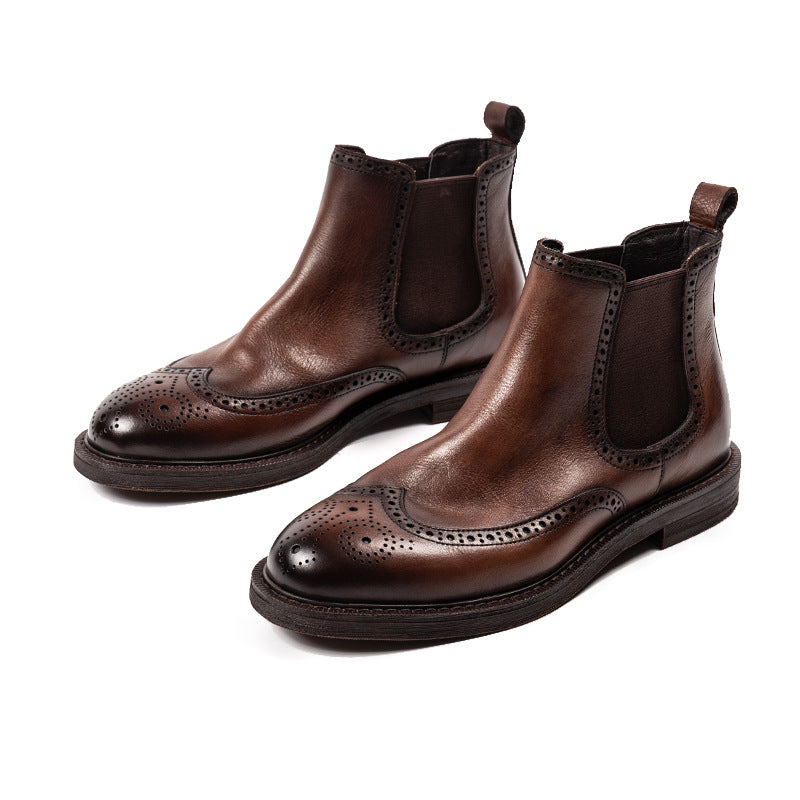 Herren Brogues aus Leder in Schwarz mit Retro-Stil