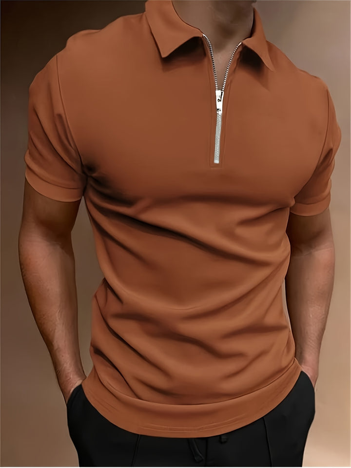 SwissFellas Herren Poloshirt mit Zip und Stehkragen, schmale Passform
