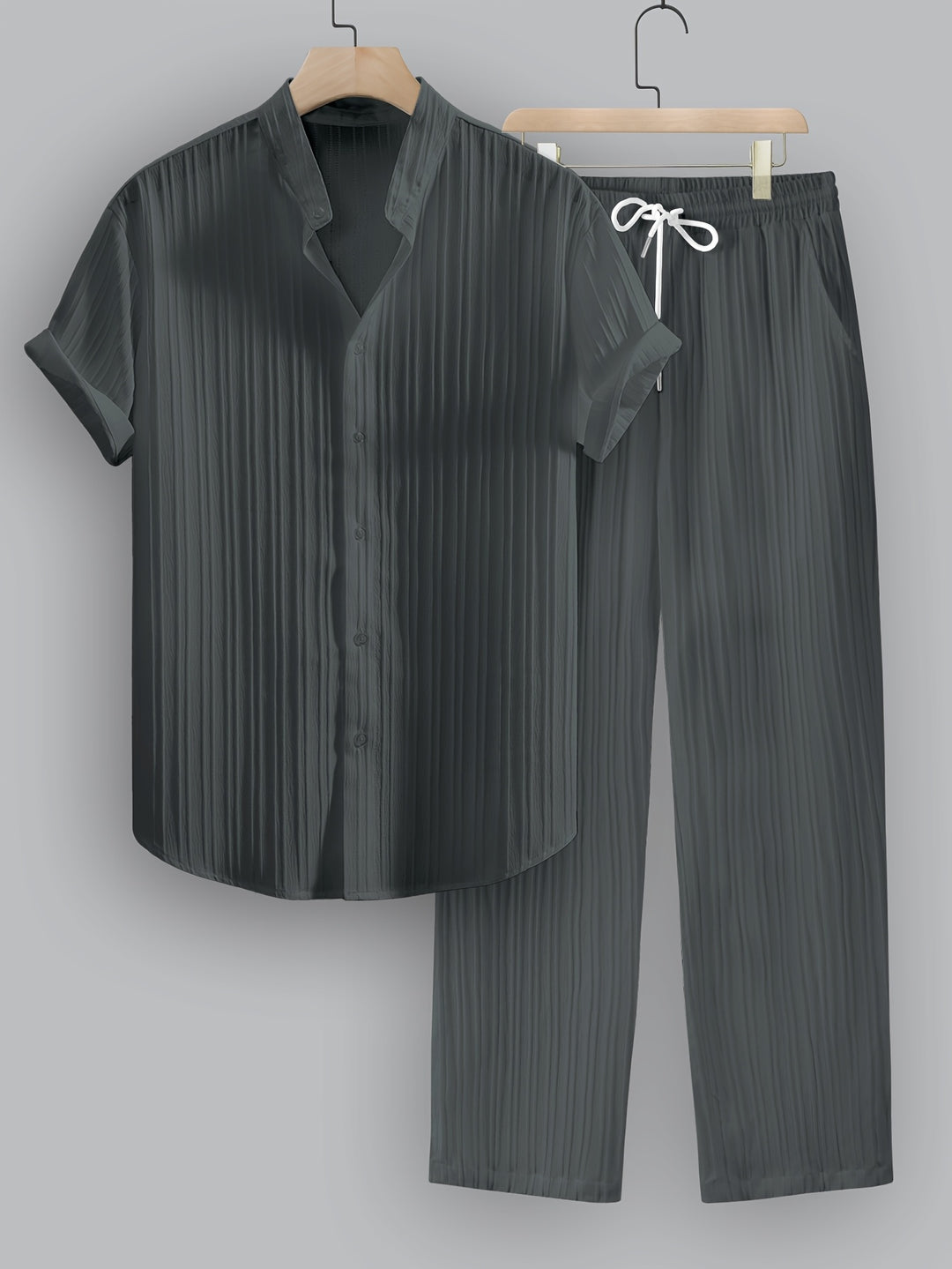 SwissFellas Herren Zweiteiler-Set mit Kurzarmhemd und Hose, reguläre Passform