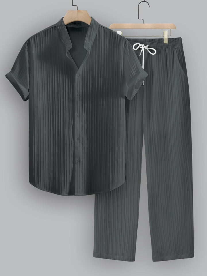 SwissFellas Herren Zweiteiler-Set mit Kurzarmhemd und Hose, reguläre Passform