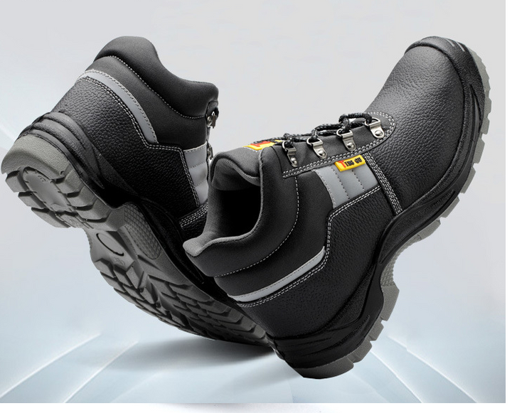 Schwarzer Sicherheitsstiefel für Herren mit Stahlkappe