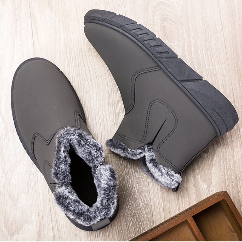 Herren Winterstiefeletten mit Plüschfutter in Schwarz