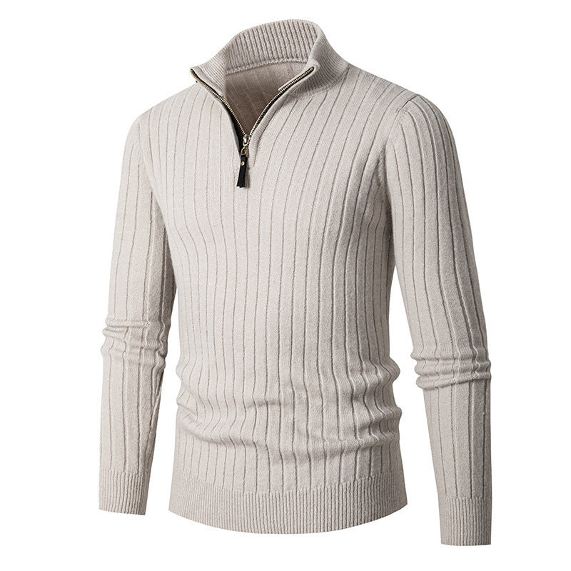Herren Rollkragenpullover mit halbhohem Reissverschluss Slim Fit