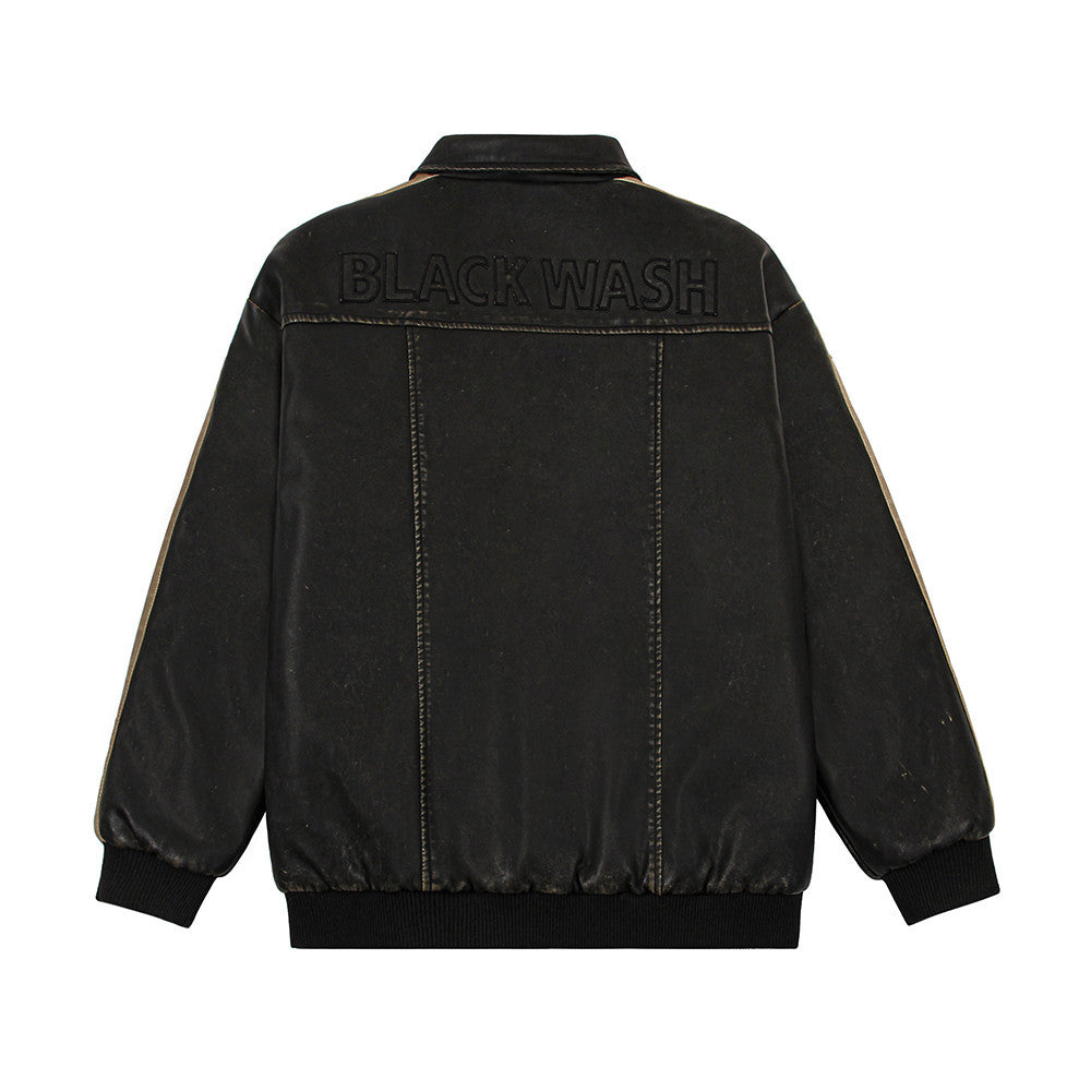 Herren Lederjacke im Used-Look in Schwarz und Khaki
