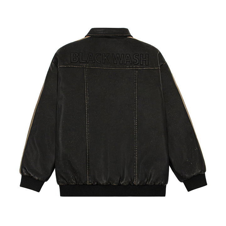 Herren Lederjacke im Used-Look in Schwarz und Khaki