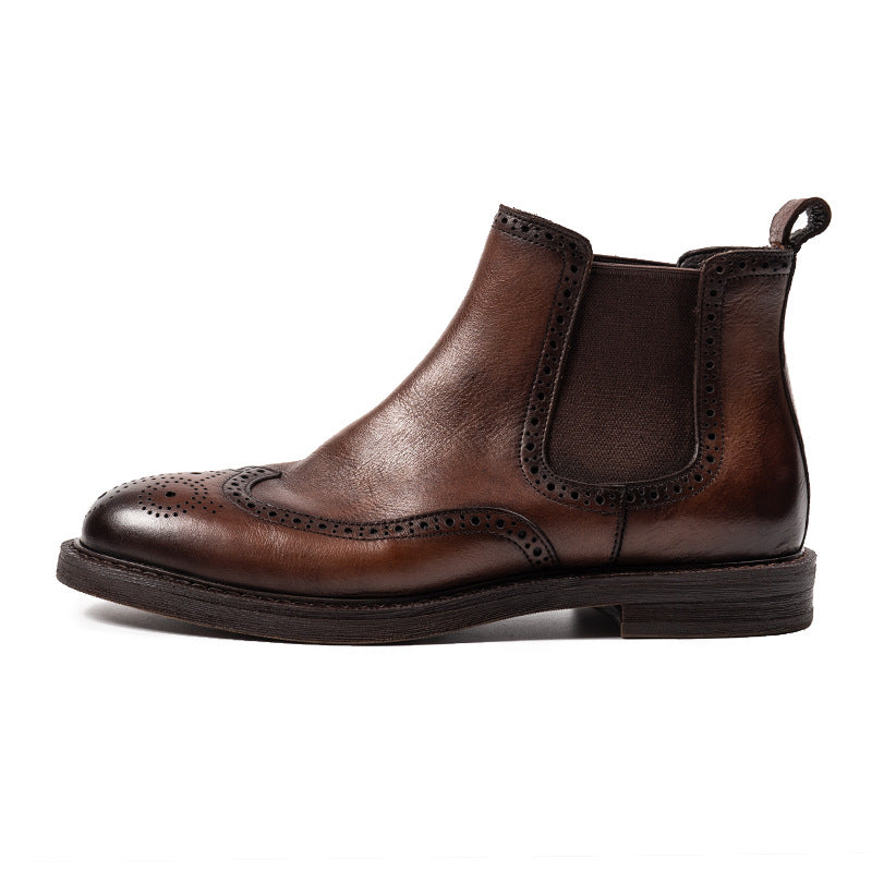 Herren Brogues aus Leder in Schwarz mit Retro-Stil
