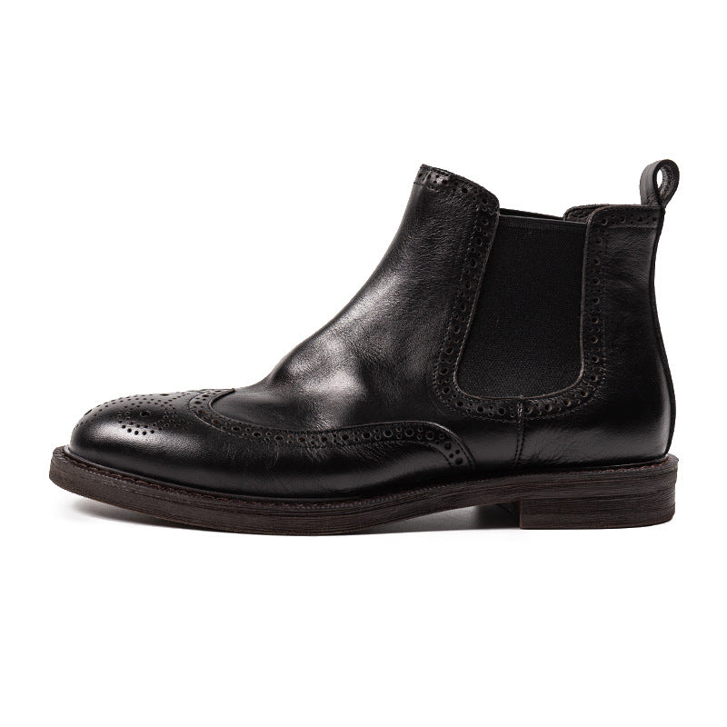Herren Brogues aus Leder in Schwarz mit Retro-Stil