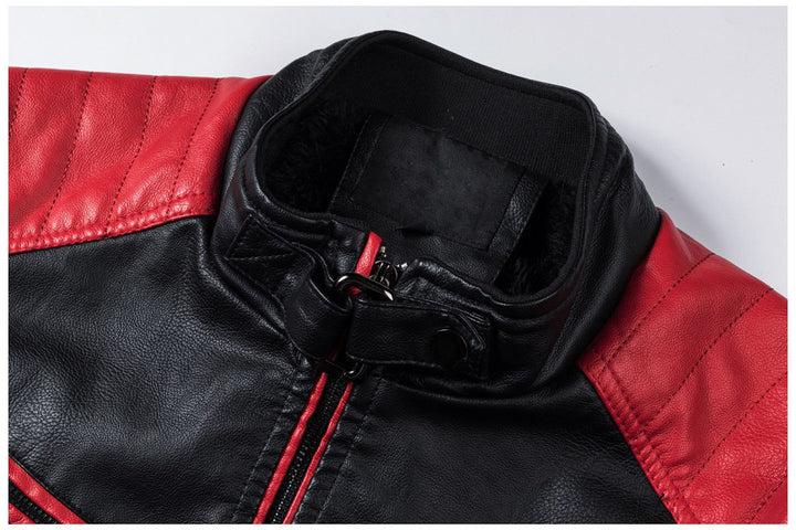 Herren Motorradjacke Retro mit Stehkragen Vorderansicht