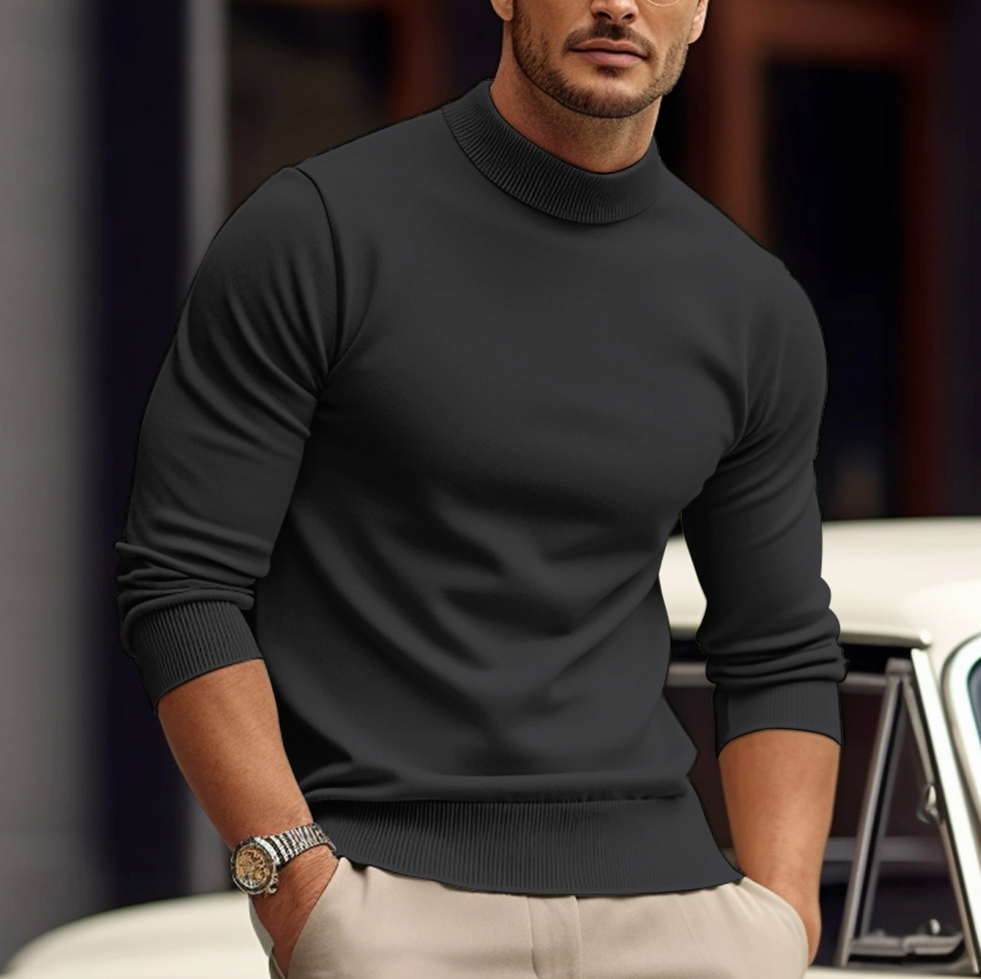 Cas | Herren Feinstrick Pullover mit Stehkragen