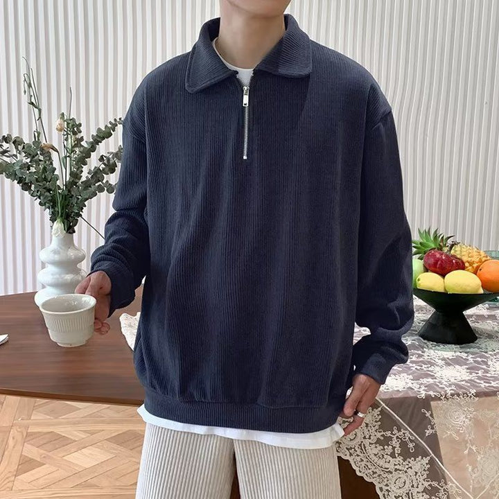 Herren Sweatshirt Cardigan mit Fleece-Futter in Schwarz