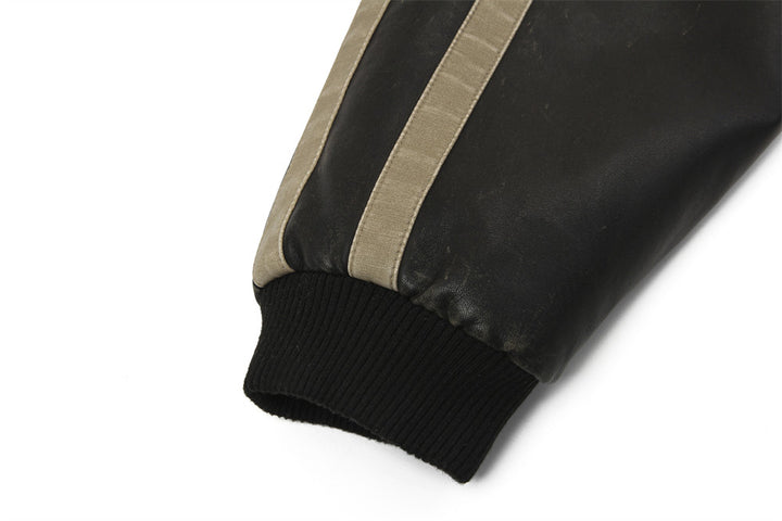 Herren Lederjacke im Used-Look in Schwarz und Khaki