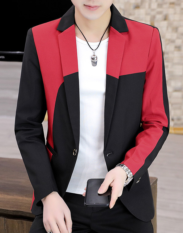 Herren Blazer in Schwarz-Rot als Anzugjacke
