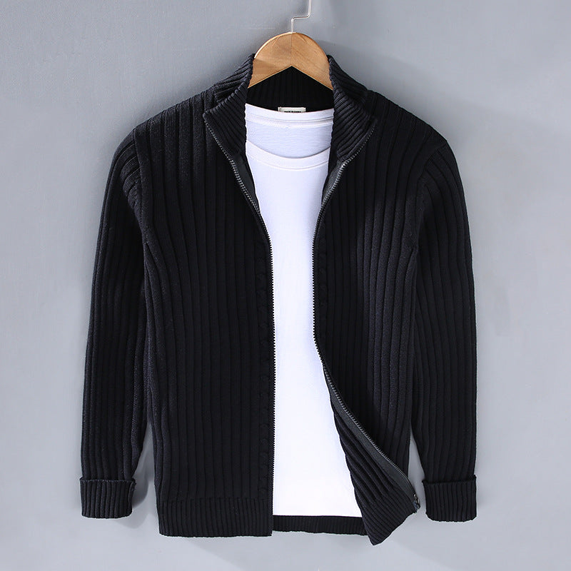 Herren Pullover-Jacke im Casual-Look in Schwarz