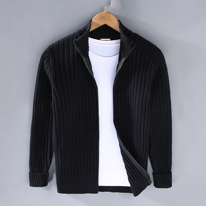 Herren Pullover-Jacke im Casual-Look in Schwarz