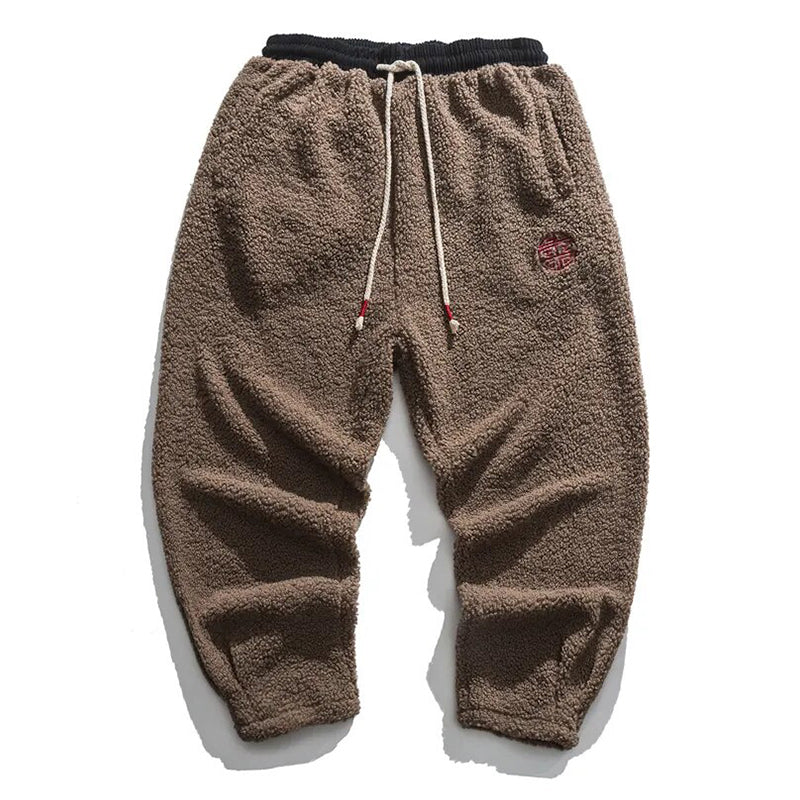 Herren Fleece-Jogginghose mit Kordelzug - braun