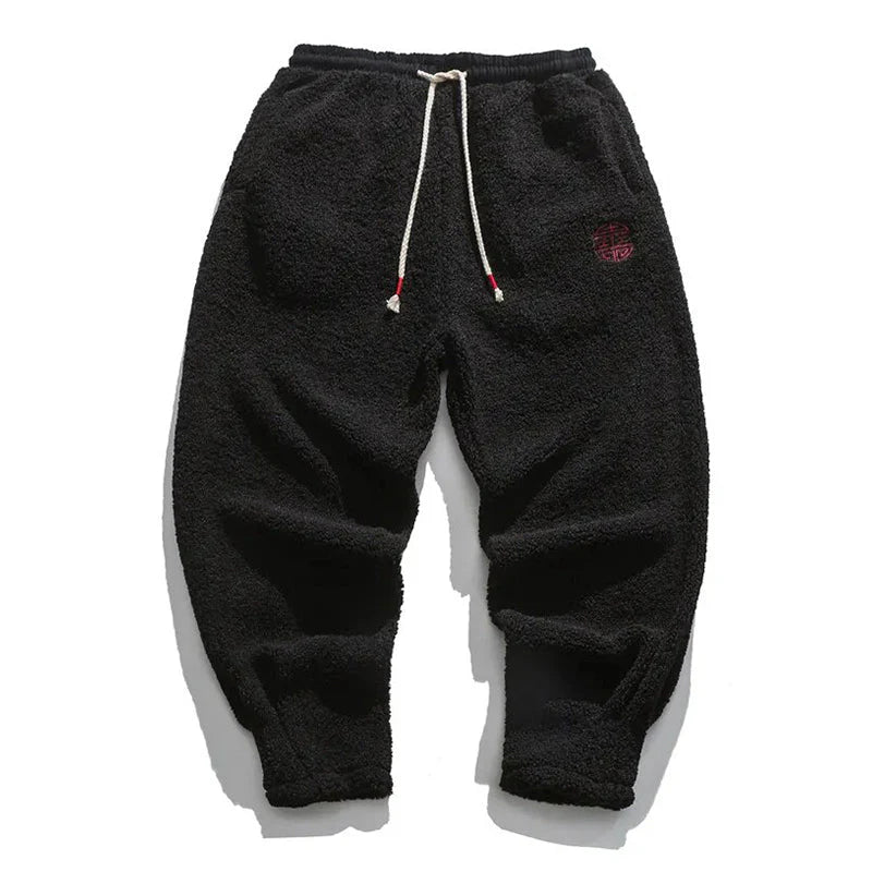 Herren Fleece-Jogginghose mit Kordelzug - schwarz