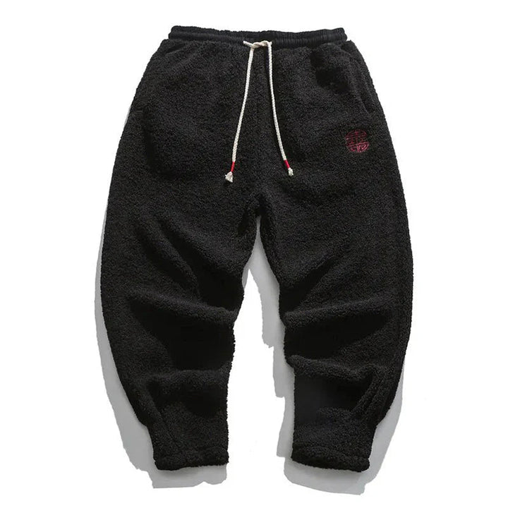 Herren Fleece-Jogginghose mit Kordelzug - schwarz