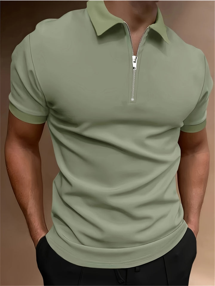 SwissFellas Herren Poloshirt mit Zip und Stehkragen, schmale Passform