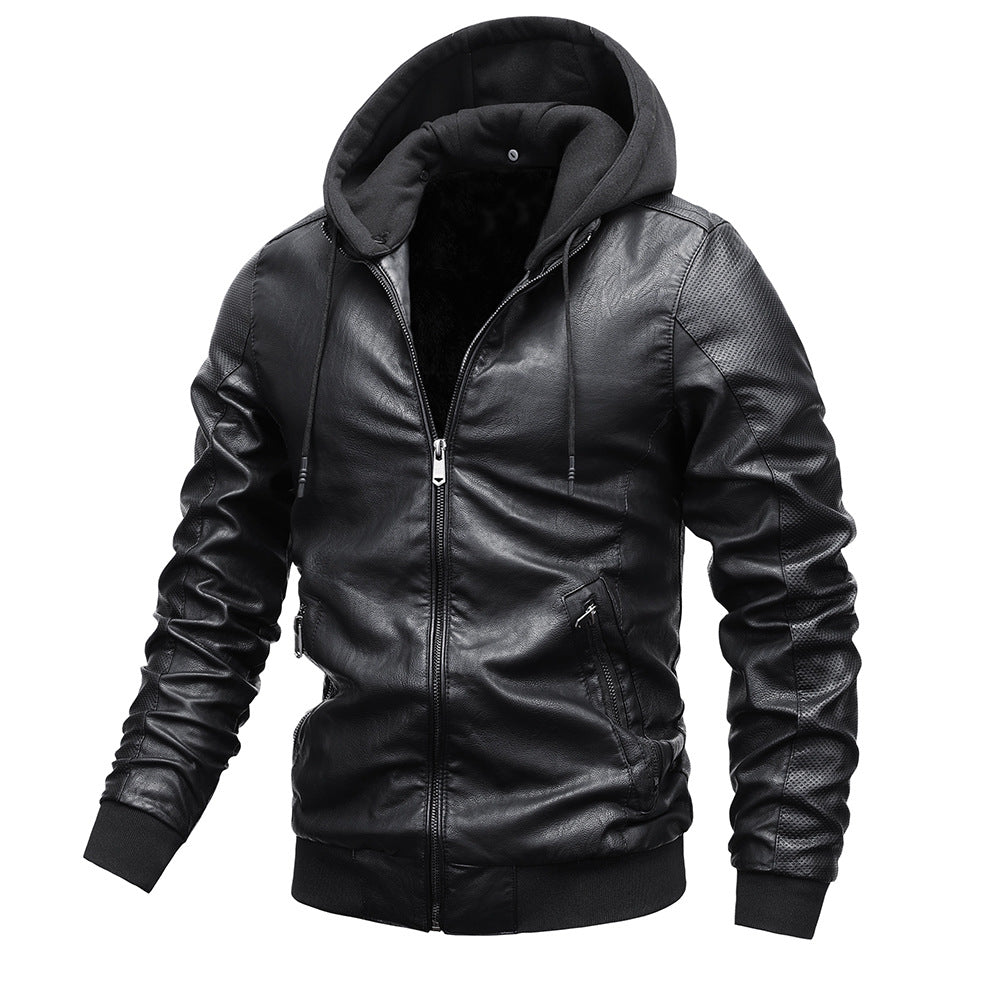 Herren Lederjacke mit Stehkragen und Reissverschluss vorne