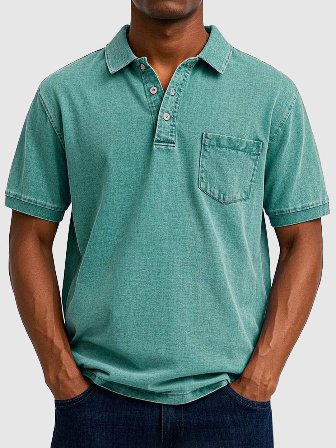 Kian | Herren Denim Polo mit Brusttasche