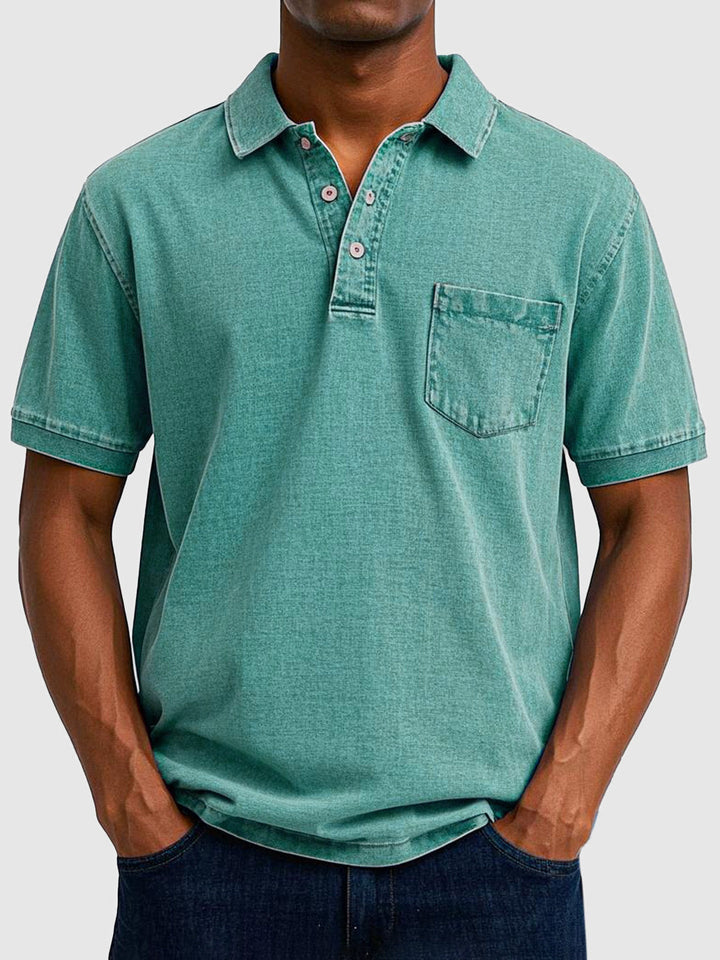 Kian | Herren Denim Polo mit Brusttasche