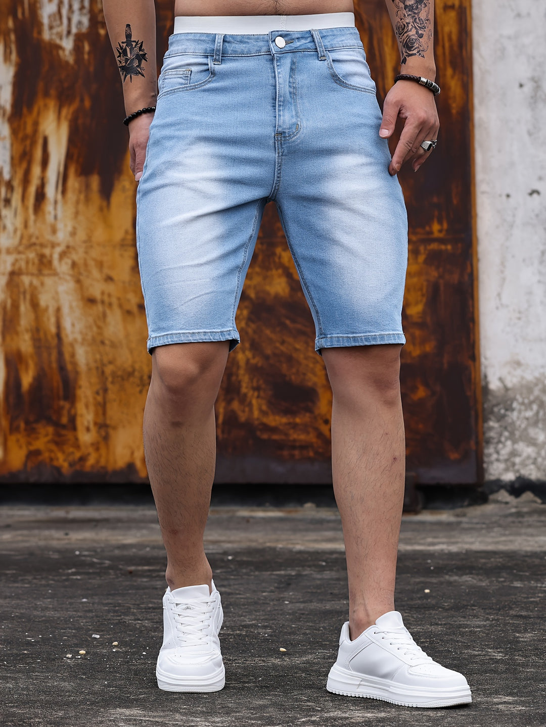 SwissFellas Herren Denim-Style Shorts mit Five-Pocket-Design, schmale Passform