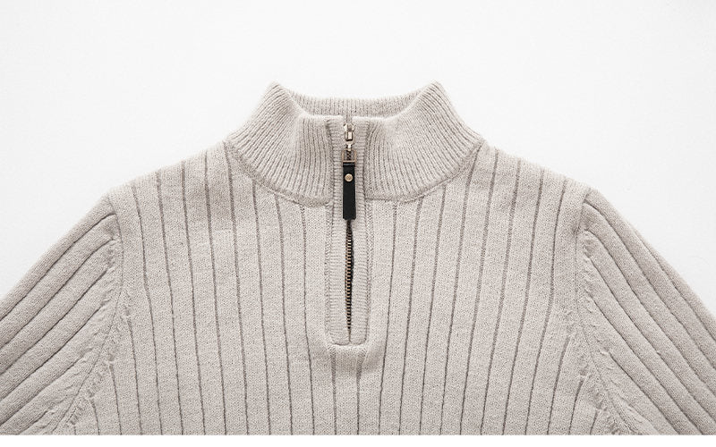 Herren Rollkragenpullover mit halbhohem Reissverschluss Slim Fit