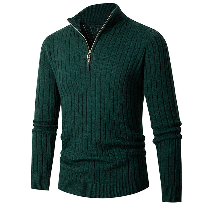 Herren Rollkragenpullover mit halbhohem Reissverschluss Slim Fit