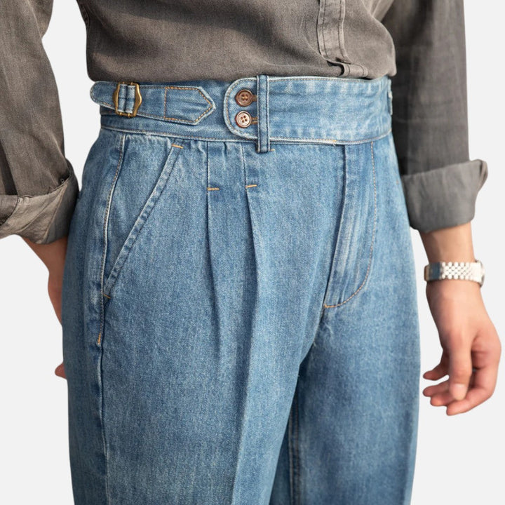 Vincent | Herren Denim Bundfaltenhose