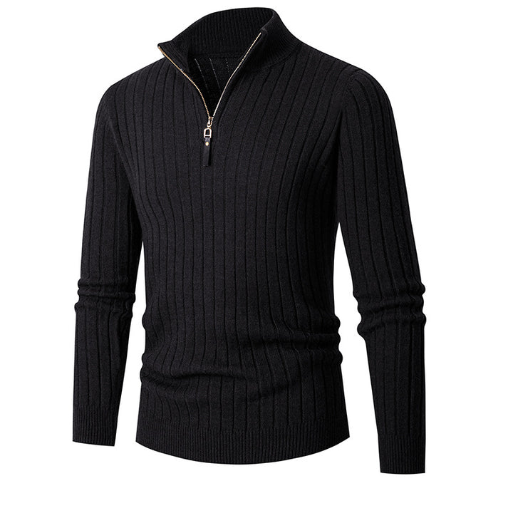 Herren Rollkragenpullover mit halbhohem Reissverschluss Slim Fit