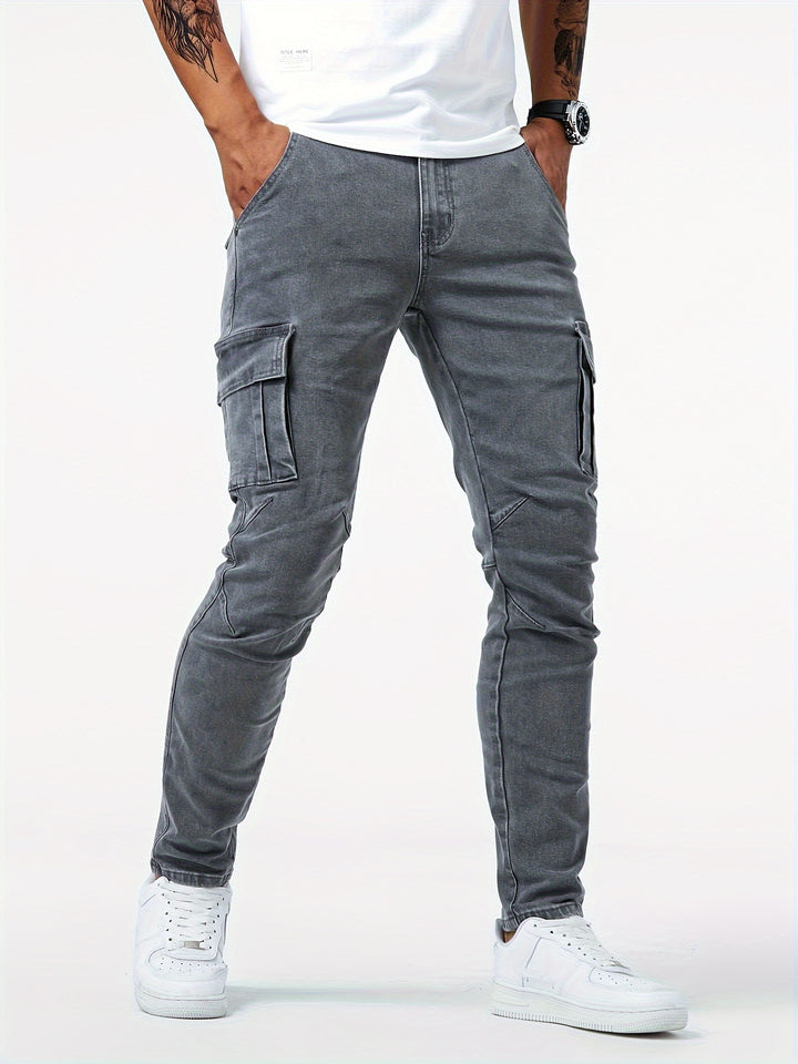SwissFellas Herren Cargo Jeans mit schmal zulaufendem Bein, schmale Passform