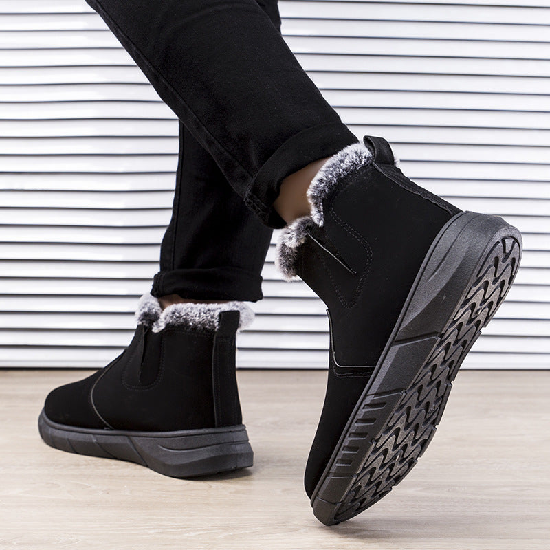 Herren Winterstiefeletten mit Plüschfutter in Schwarz