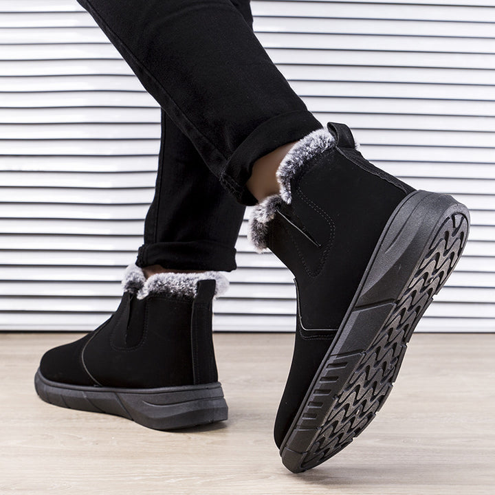 Herren Winterstiefeletten mit Plüschfutter in Schwarz