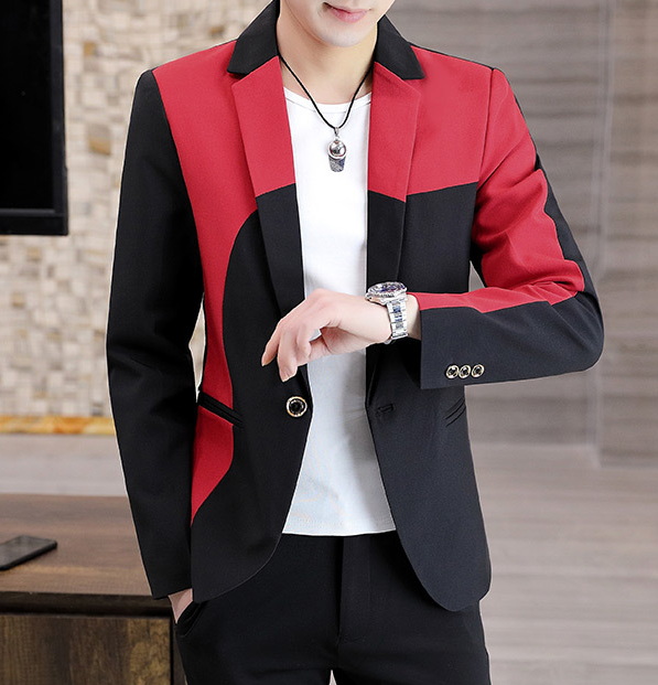 Herren Blazer in Schwarz-Rot als Anzugjacke